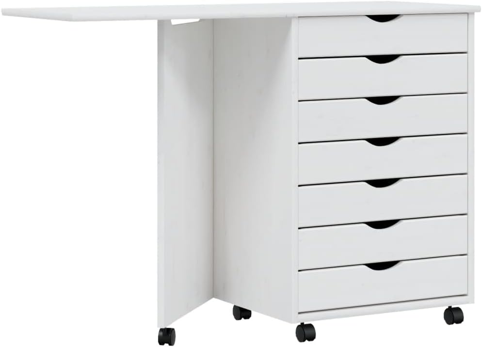 Mobiler Aktenschrank Lagerschrank mit Schreibtisch Beistellschrank mit Rollen für Wohnzimmer Schlafz