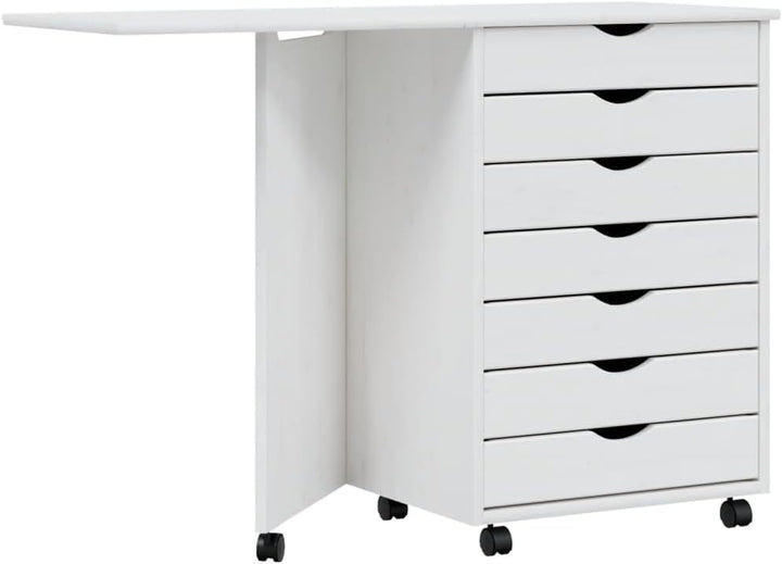 Mobiler Aktenschrank Lagerschrank mit Schreibtisch Beistellschrank mit Rollen für Wohnzimmer Schlafz