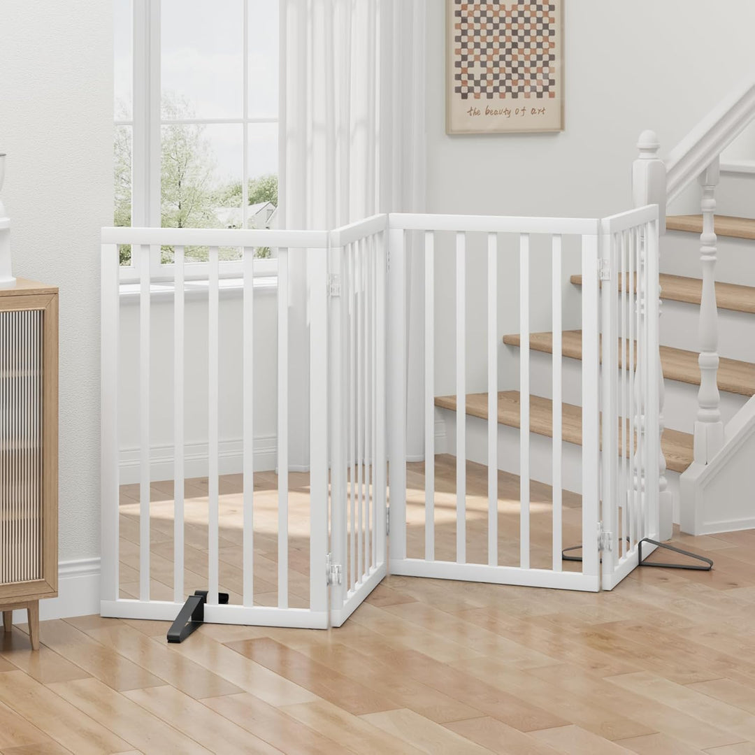 Hundegitter, hohe, freistehende Hundegitter für Türen, 4 Paneele (weiss) Weiss 4 Panel - 74"Wide 32"