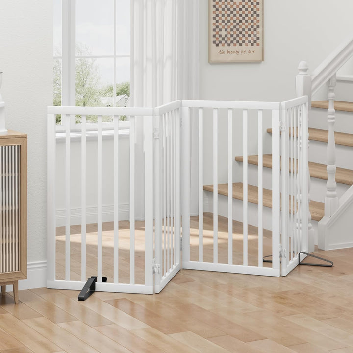 Hundegitter, hohe, freistehende Hundegitter für Türen, 4 Paneele (weiss) Weiss 4 Panel - 74"Wide 32"