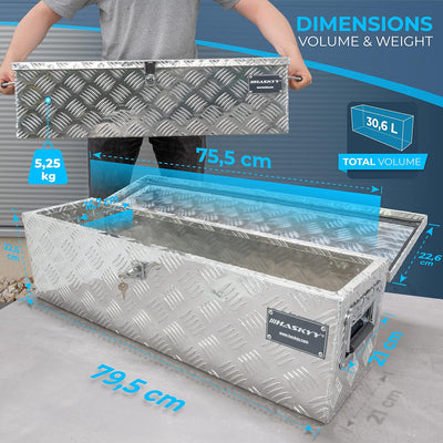 Aluminium Transportbox 800x220x220 mm Truckbox Deichselbox Werkzeugkasten Alubox Alukoffer M - 30 L