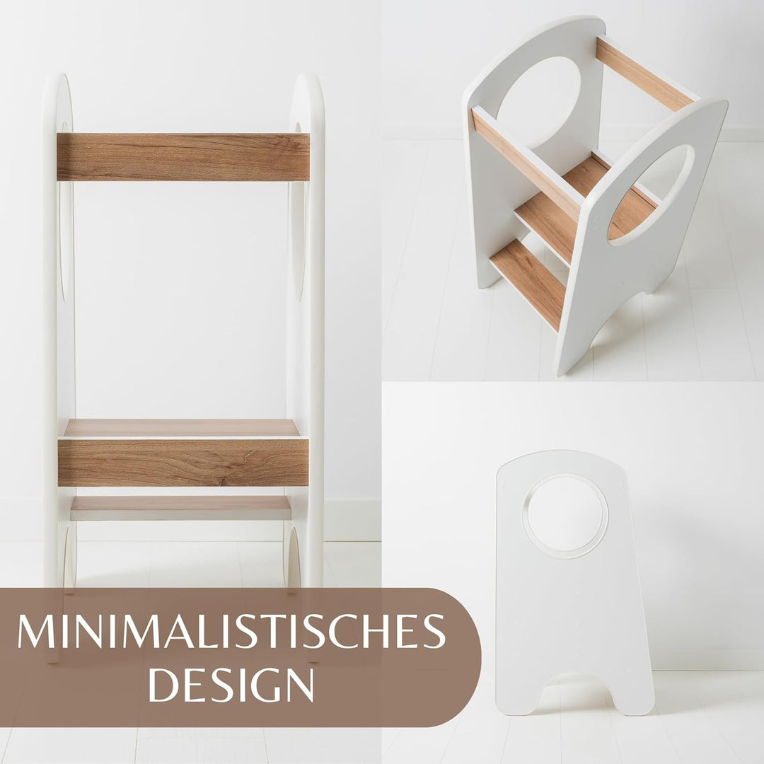 KIDIE Kinder Lernturm ab 1 Jahr, Montessori Höhenverstellbar Lernstuhl Baby, Toddler Learning Tower