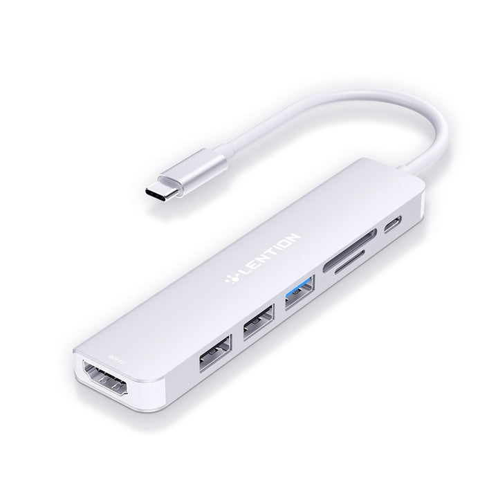 LENTION USB C Hub mit 100W PD Aufladung, 4K@60Hz HDMI, SD/TF Kartenleser, USB 3.0, Adapter USB-C auf