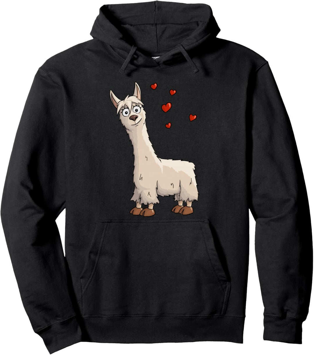 Süsses Fancy Lama mit Herzchen | Funky Alpaka Lama Pullover Hoodie