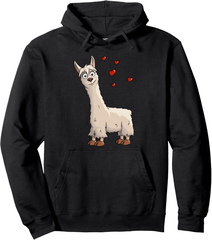 Süsses Fancy Lama mit Herzchen | Funky Alpaka Lama Pullover Hoodie