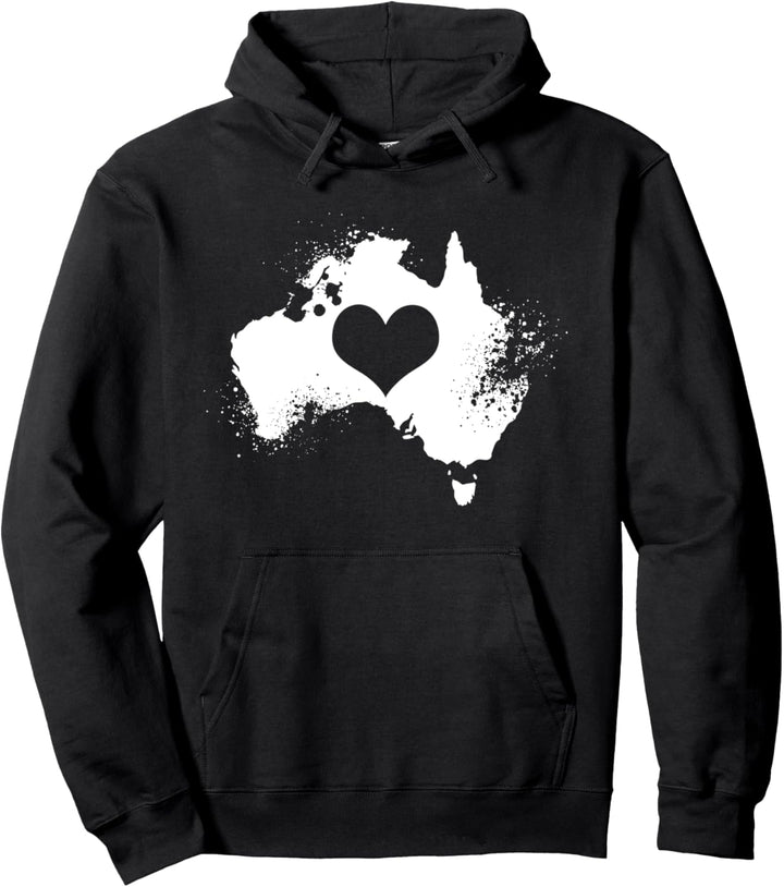 Australien Kontinent Silhouette | Fernweh Herz Australien Pullover Hoodie