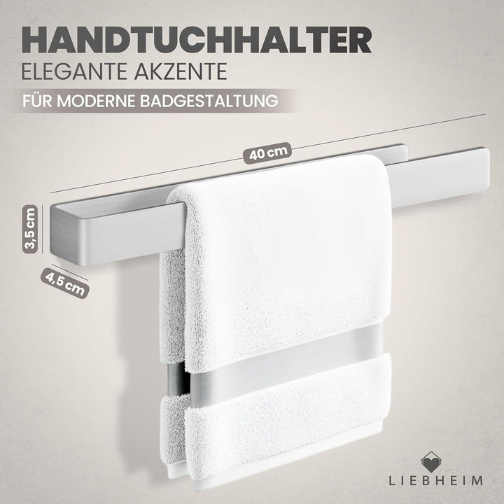 LIEBHEIM Handtuchhalter ohne Bohren - TESA Montage Klebeband & extra grosse Klebefläche - Handtuchst