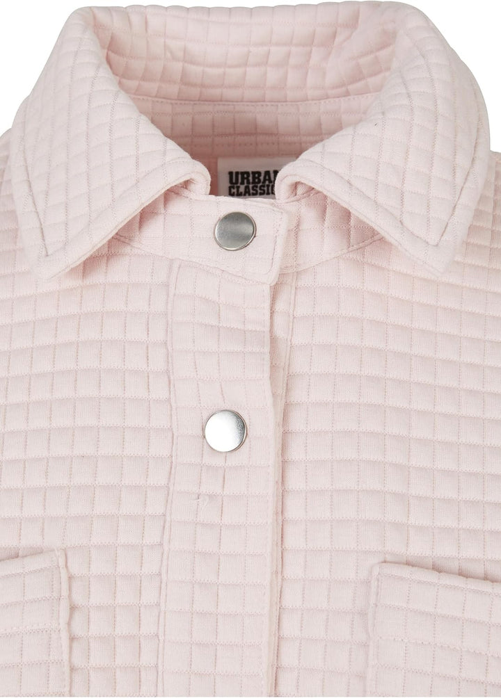 Urban Classics Damen Ladies Quilted Sweat Overshirt Strickjacke S Rosa, S Rosa