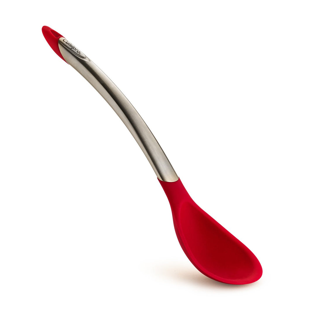 CUISIPRO ELEGANCE Kochlöffel aus satiniertem Edelstahl | 30,5 cm | Rot | Antihaft-Silikon Kochlöffel