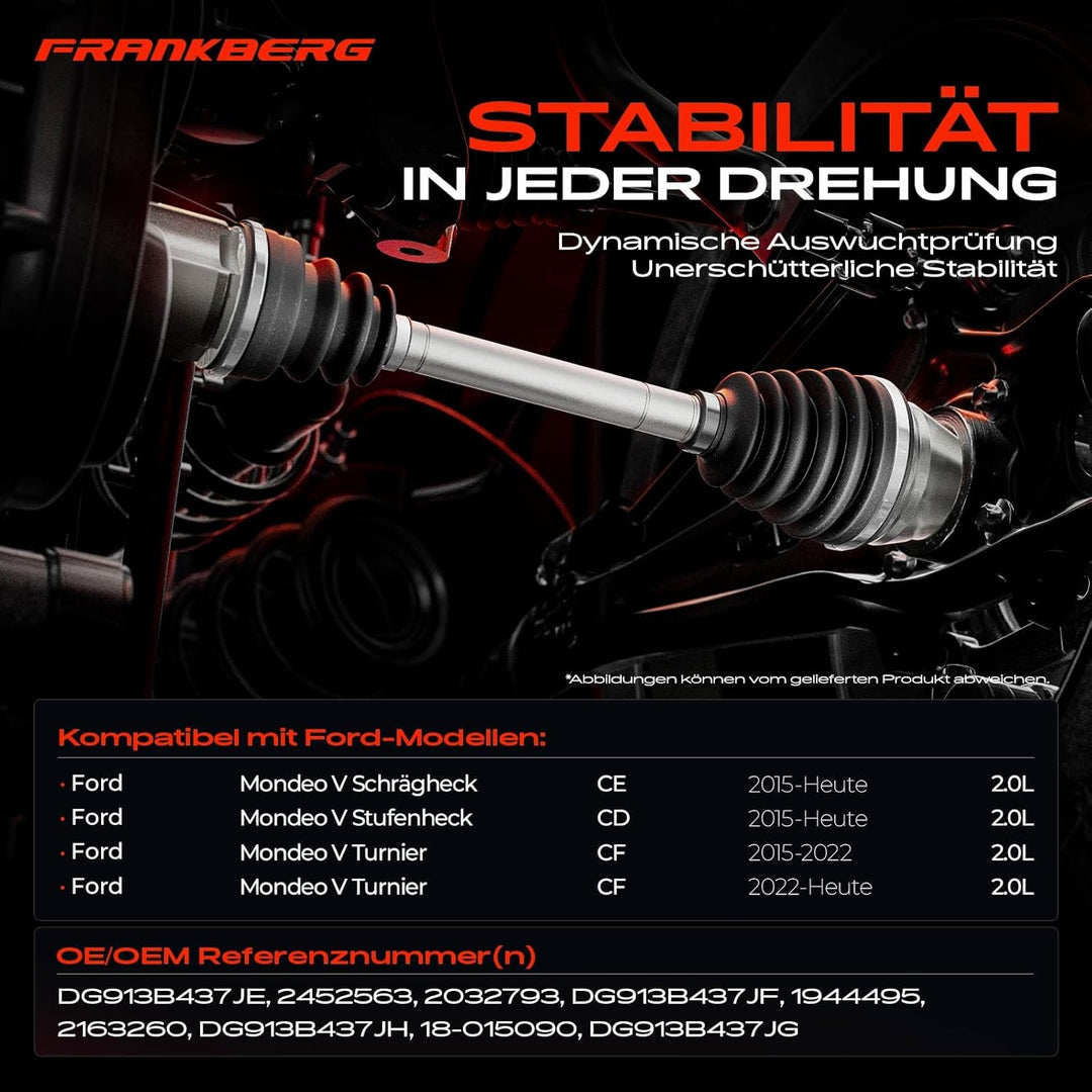 Frankberg Antriebswelle Seitenwelle Schaltgetriebe Vorderachse Links Kompatibel mit Mondeo V CE CD 2