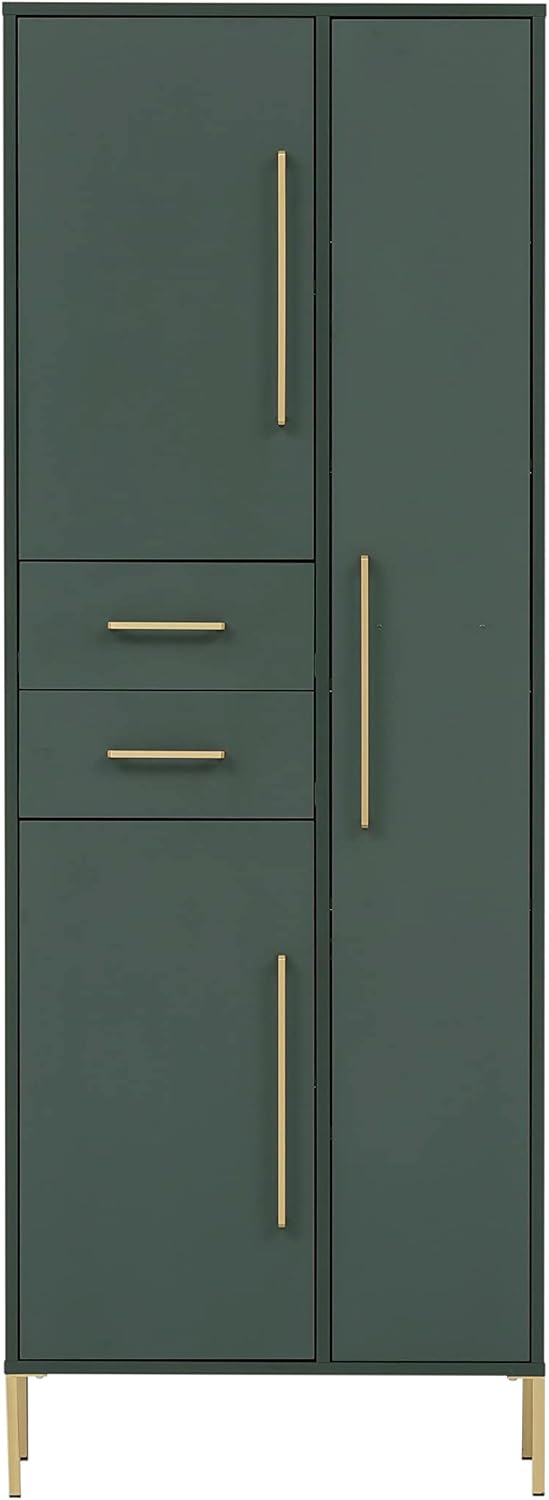 Schildmeyer Kent Hochschrank 701758, waldgrün/Gold, 67,1 x 33,1 x 184,3 cm Geschlossen Waldgrün / Go