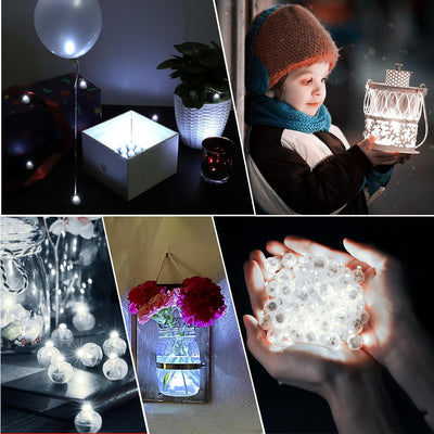 100 Stück LED Ballons Lichter, Mini LED Licht Luftballons Lichter, Runde Led Ballonlichter Weiss Lat