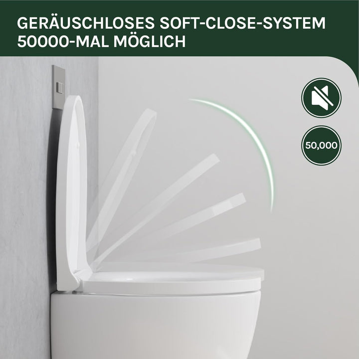 WOLTU Toilettendeckel, WC Sitz Toilettensitz mit Absenkautomatik, Toilettensitz aus Kunststoff, Fast