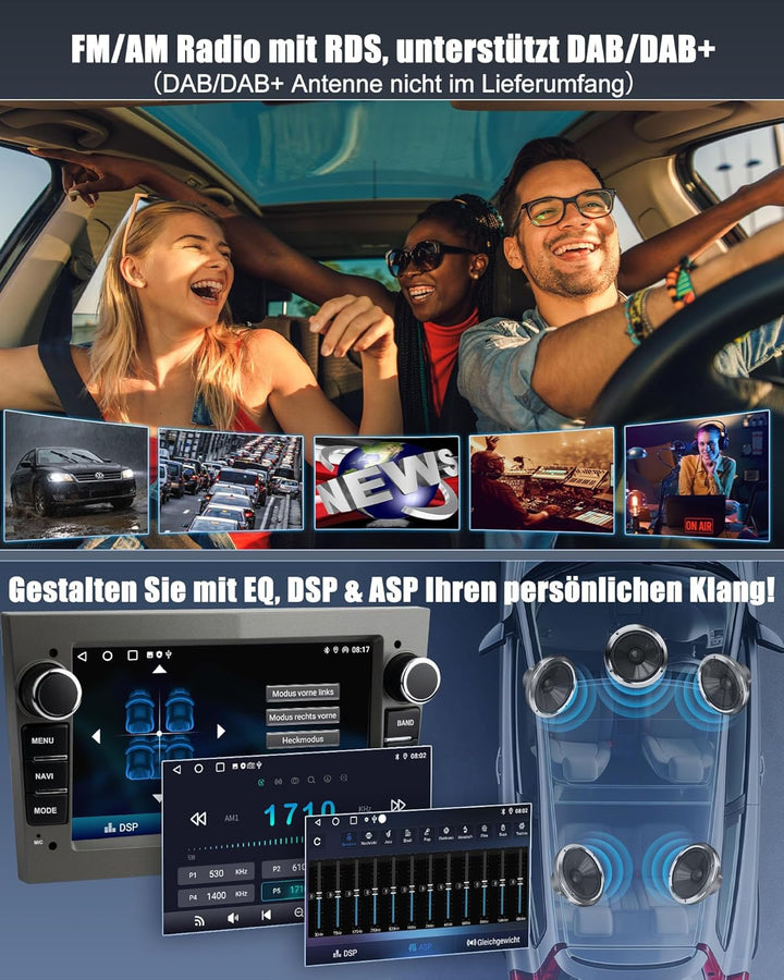 Bluetooth Autoradio mit Bildschirm für Opel Corsa d, Astra j&h, Insignia, Vivaro, Zafira b mit Navi