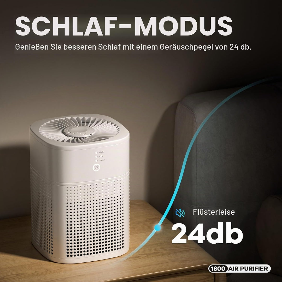 MERONTE Luftreiniger für Schlafzimmer mit Aromatherapie, Weiss | Für HEPA Luftfilter, Ein Luftreinig