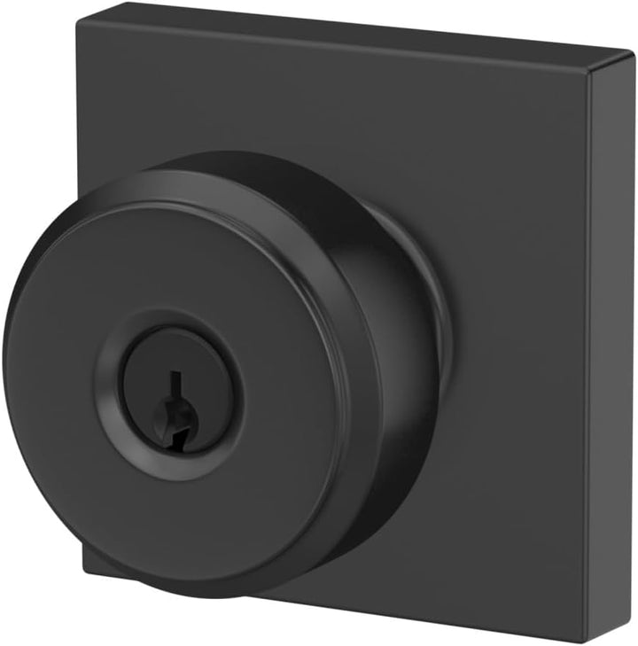 Schlage F51ABWE622COL Bowery Türknauf mit Collins-Besatz Schloss mit Schlüssel, Matte Black Matte Bl