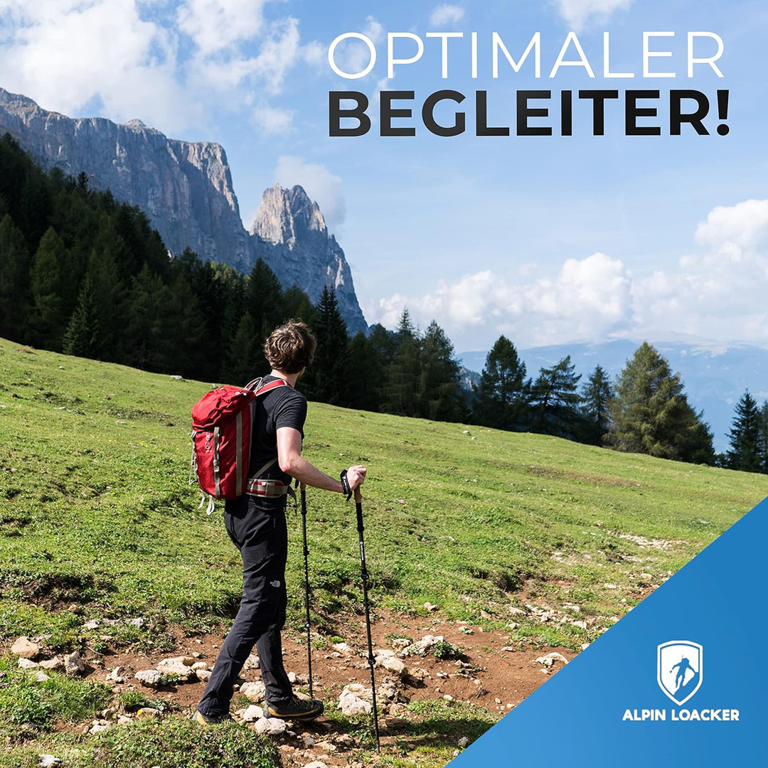 Alpin Loacker Teleskop Wanderstöcke Carbon &amp; Aluminium mit Korkgriff I Leichte Nordic Walking Stöcke