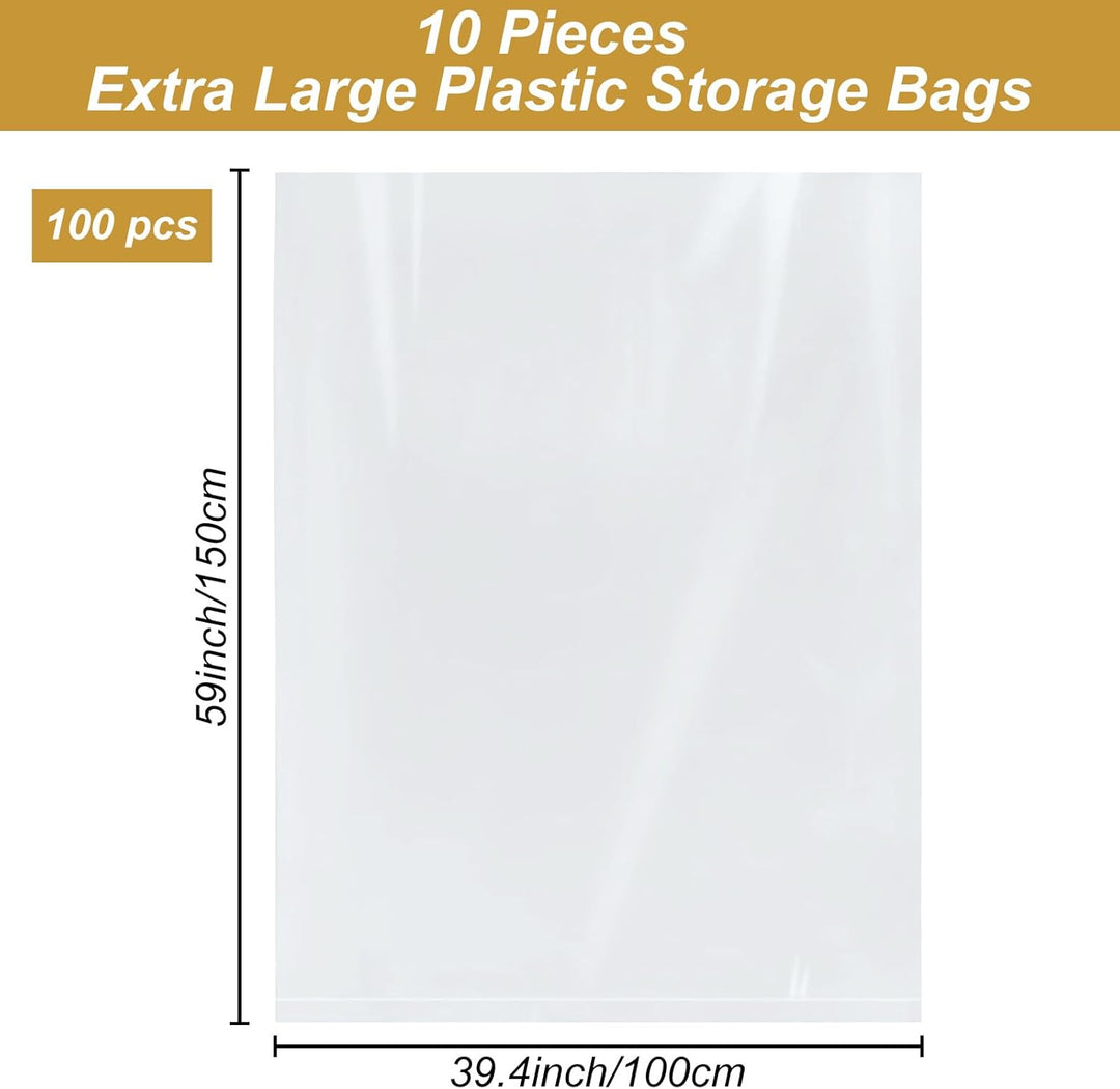 Extra Grosse Gaint durchsichtige Kunststoff-Aufbewahrungstaschen,10 Stück,100 x 150cm,227L Riesige A