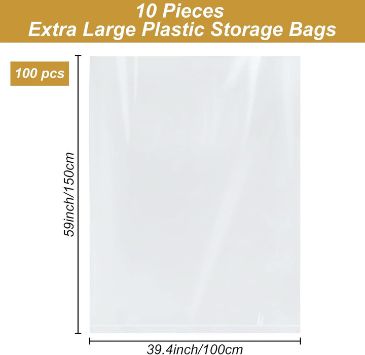 Extra Grosse Gaint durchsichtige Kunststoff-Aufbewahrungstaschen,10 Stück,100 x 150cm,227L Riesige A
