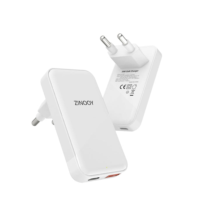 Zinooy USB C Ladegerät 35W, Flat USB Wall Charger, Ultra Slim Power Adapter für iPhone 11/12/13 iPho