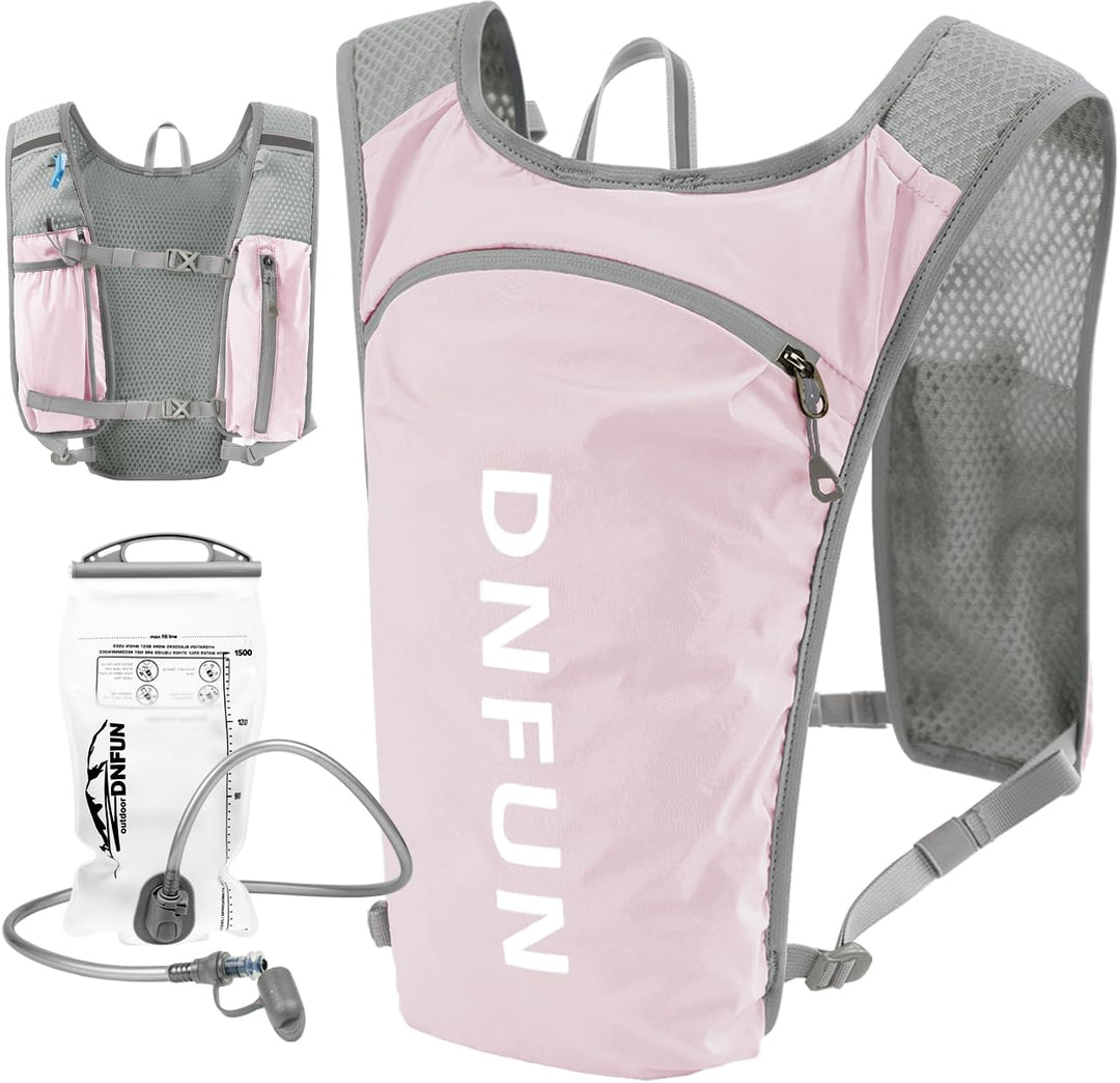 DNFUN Laufweste Damen Herren,verstellbare Trinkweste mit 1.5L Trinkflasche,5L Running Vest Trinkruck