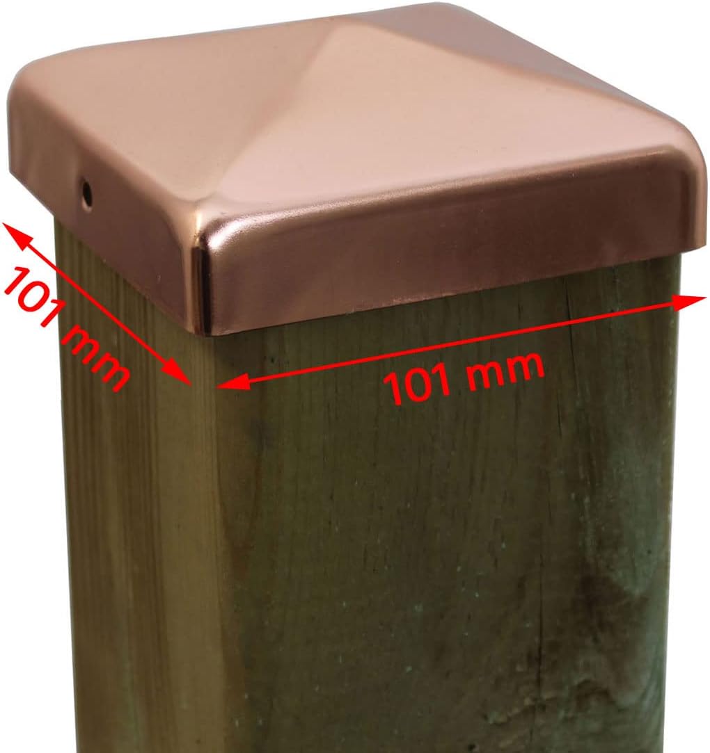 Baumarktplus 10x Pfostenkappe Kupfer Abdeckkappe für Pfosten Pyramide 101 mm 10x10 cm