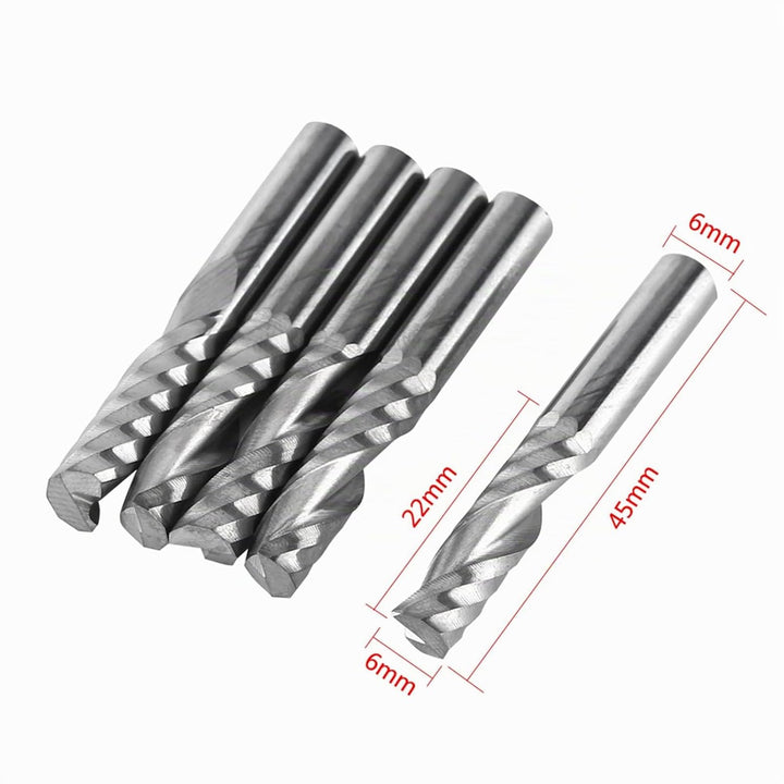 5 stücke 6mm Schaft Hartmetall Single Flute Schaftfräser CNC Router Fräser für Holz Aluminium Stahl