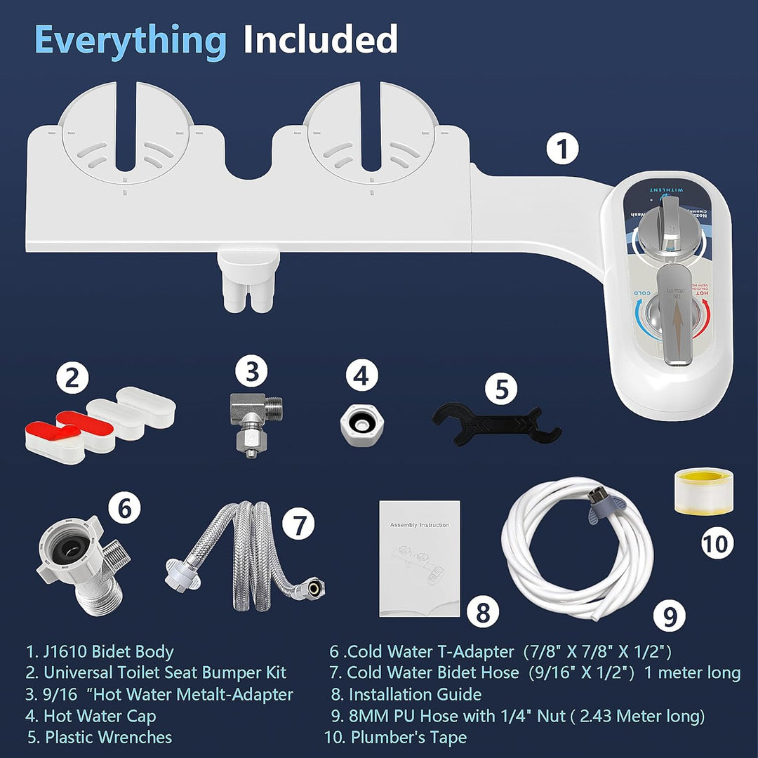Bidet Aufsatz für Toilette Links, Cold/Heiss Water Bidet Dusch-WC, selbstreinigend, zwei Düsen (Fron