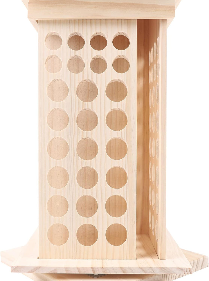 Drehbarer Ätherisches Öl Display Ständer, Aufbewahrungsbox aus Holz mit 104 Löcher 4 Seiten, Nagella
