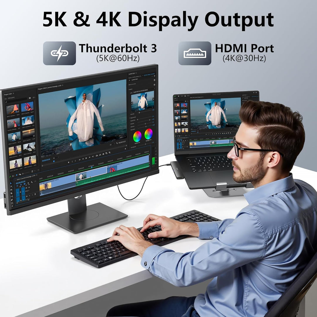 USB C Hub für MacBook, Adapter Mac Book Air Pro Zubehör 8 IN 2 mit 4K HDMI, 5K Thunderbolt 3, USB-C,