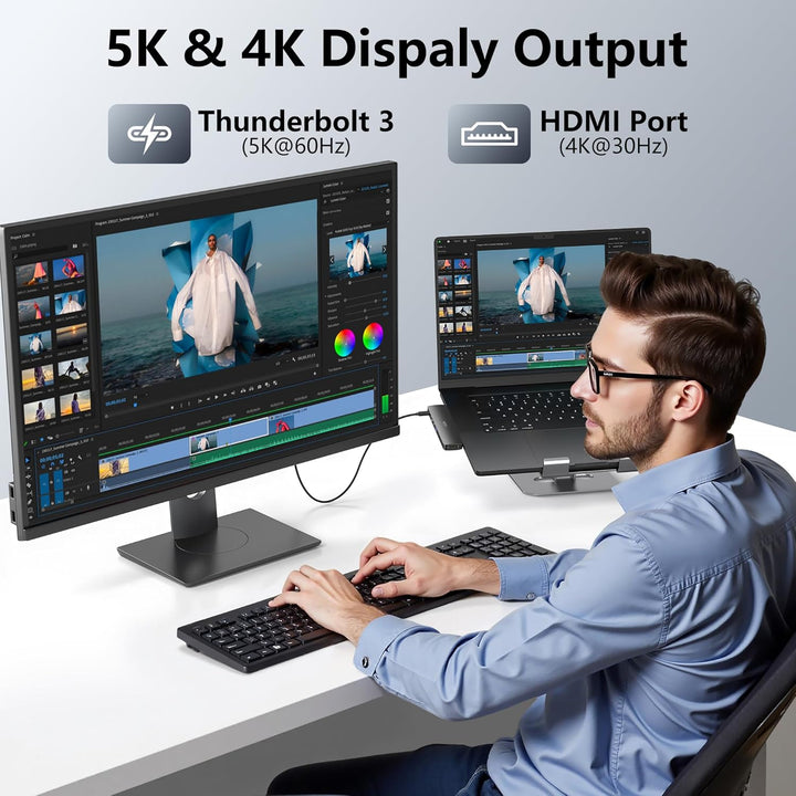 USB C Hub für MacBook, Adapter Mac Book Air Pro Zubehör 8 IN 2 mit 4K HDMI, 5K Thunderbolt 3, USB-C,