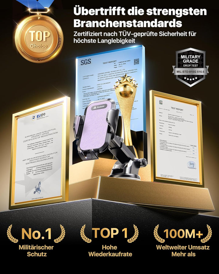 andobil Handyhalterung Auto [2026 Neueste Saugnapf] 3 in 1 Saugnapf & Lüftung Halter Universale KFZ