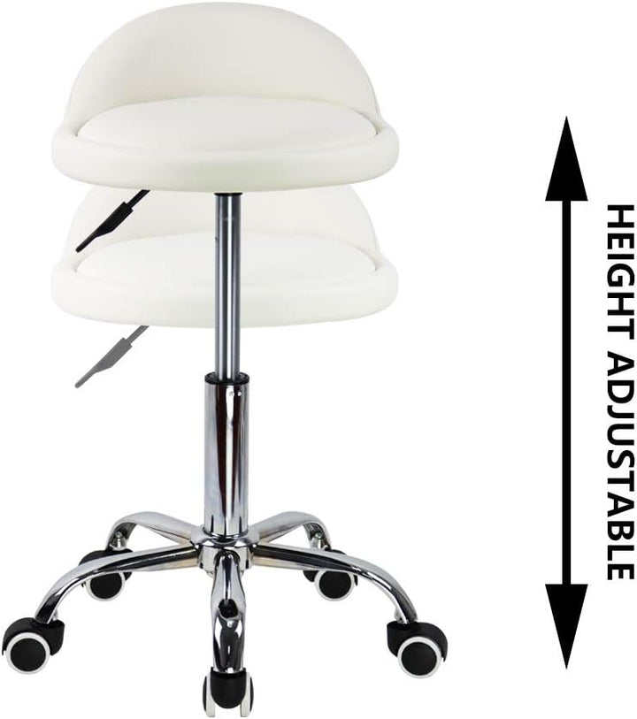 KKTONER Rollhocker mit Rückenlehne höhenverstellbar drehbar Arbeitshocker Drehhocker Rollhocker Büro