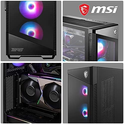 MSI MPG VELOX 100R Mid-Tower PC-Gehäuse, geeignet für E-ATX Mainboards, Front aus gehärtetem Glas, 4