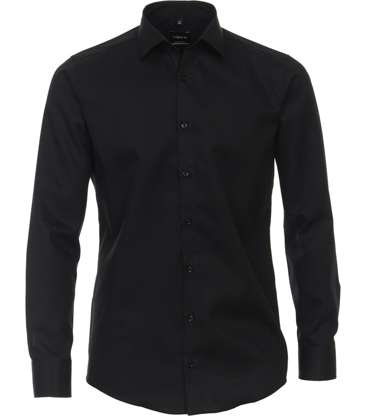 Venti Herren Twill Hemd unifarben extra Langer Arm 72cm Modern Fit 39 Extra Tall Schwarz, 39 Extra T