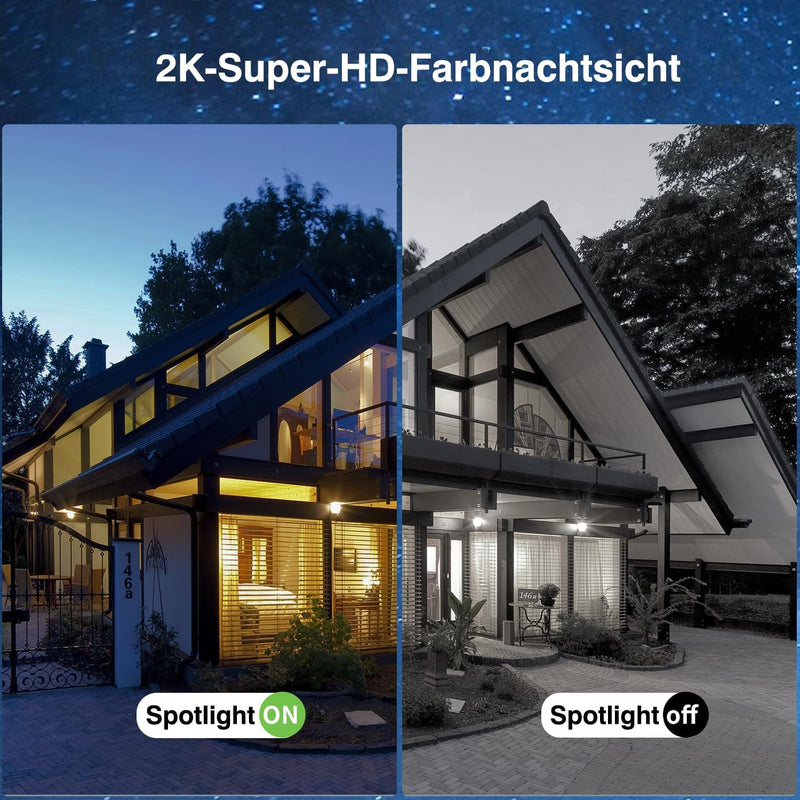 Xega 3G/4G LTE Überwachungskamera Aussen mit SIM Karte Kabellos Solar PTZ IP Kamera Outdoor mit 2K F