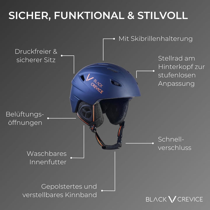 Black Crevice Skihelm Streif I Stossfester Skihelm in sportlichem Design I Skihelm Herren & Damen I