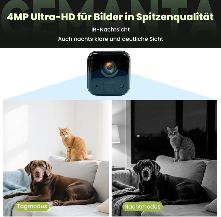 Mini Kamera Überwachungskamera Innen Akku 2,4 GHz/5 GHz WiFi Kamera überwachung innen mit 3000mAh Ak