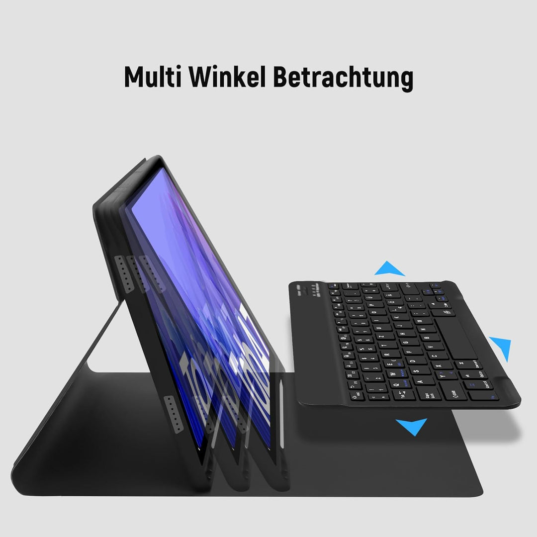 Lielax Tastatur Hülle für Samsung Galaxy Tab A7 10.4 Zoll 2022/2020(QWERTZ Layout), Magnetisch Abneh