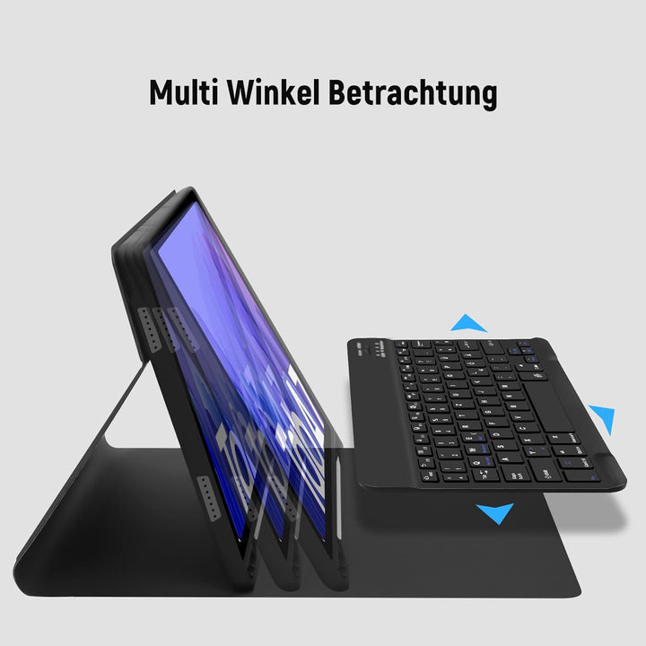 Lielax Tastatur Hülle für Samsung Galaxy Tab A7 10.4 Zoll 2022/2020(QWERTZ Layout), Magnetisch Abneh