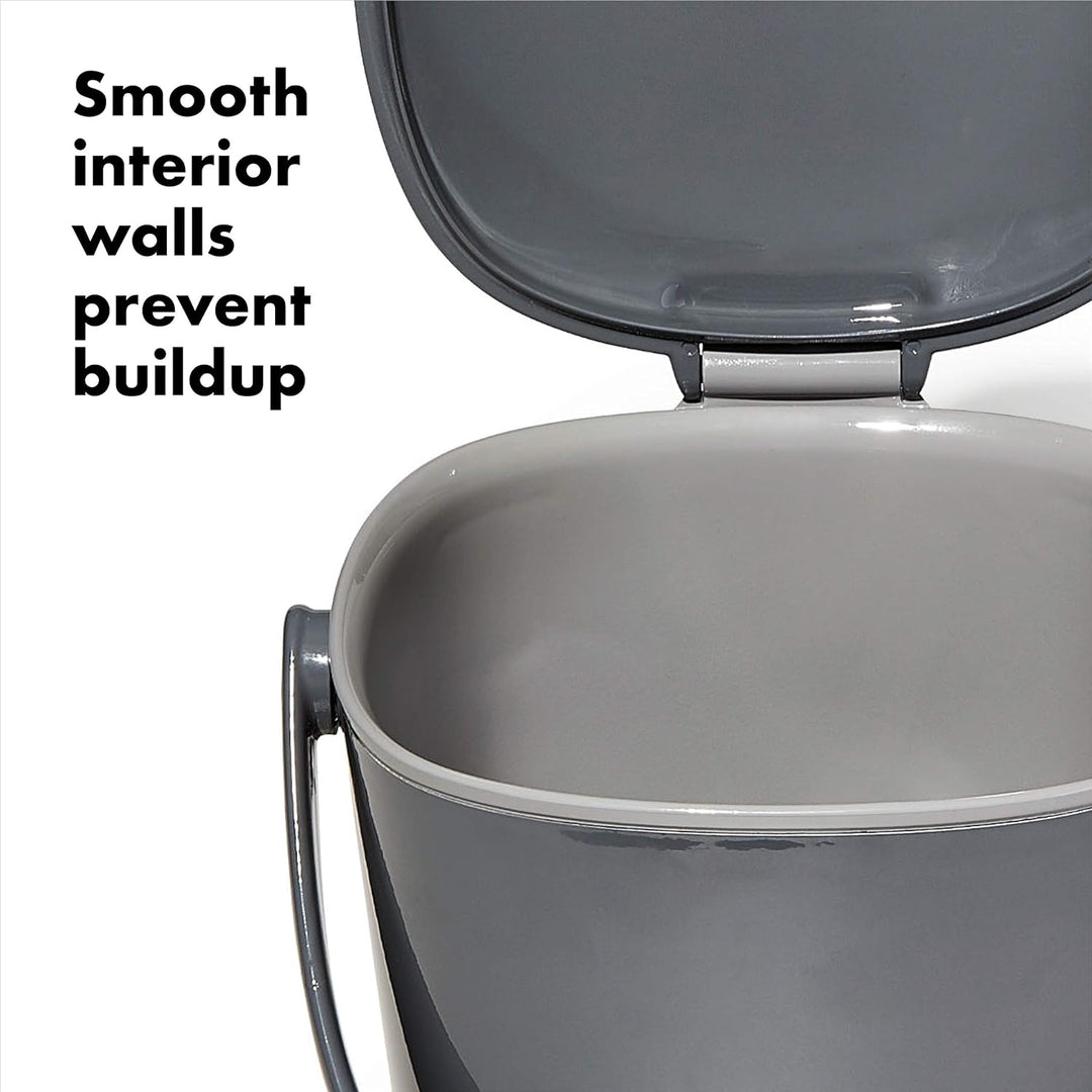OXO Good Grips Komposteimer grau – geruchsdichter Abfalleimer für die Küche – 2,8 l 2.8L Anthrazit,