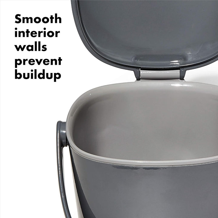 OXO Good Grips Komposteimer grau – geruchsdichter Abfalleimer für die Küche – 2,8 l 2.8L Anthrazit,