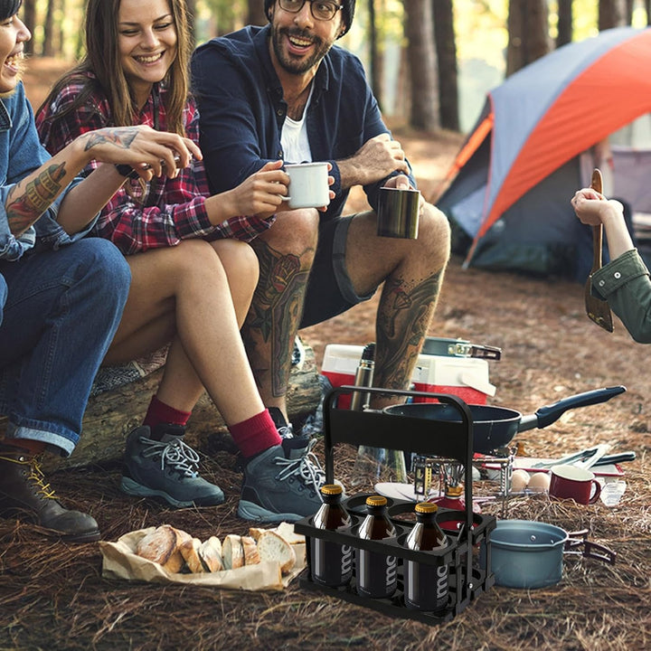 Camping-Getränkehalter | 6-Loch-Dosenhalter | Picknick-Getränke-Organizer, kompakter faltbarer Geträ