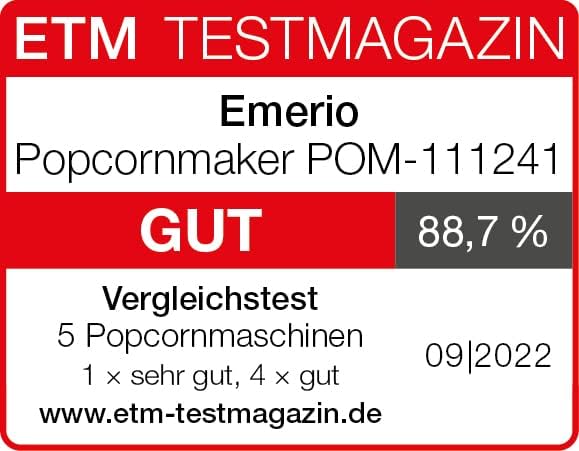 Emerio Popcornmaschine, Popcorn Maker, leckeres Popcorn für Zuhause, schnell und einfach selbst gema