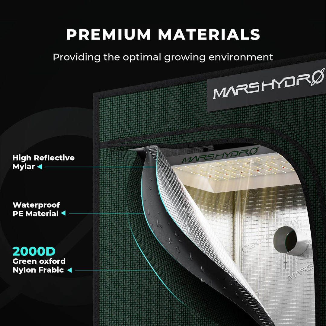 MARS HYDRO 3.3x3.3 Grow Tent Pro, 39"x39"x71" 2000D Thickened Polyester Canvas & High Reflective Myl