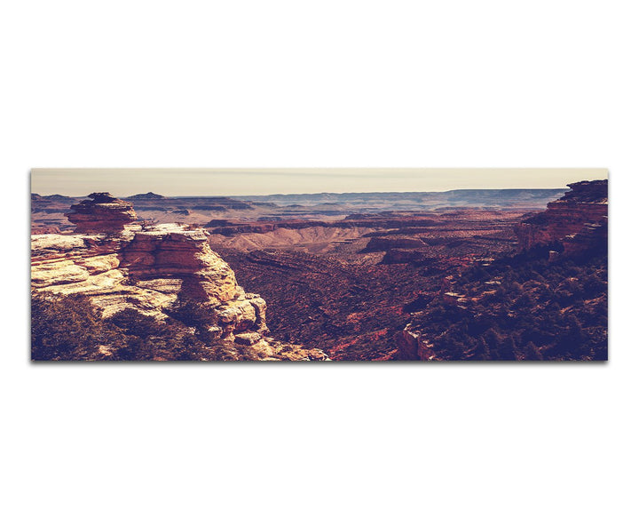 Paul Sinus Art Panoramabild auf Leinwand und Keilrahmen 150x50cm Grand Canyon Schlucht Vintage