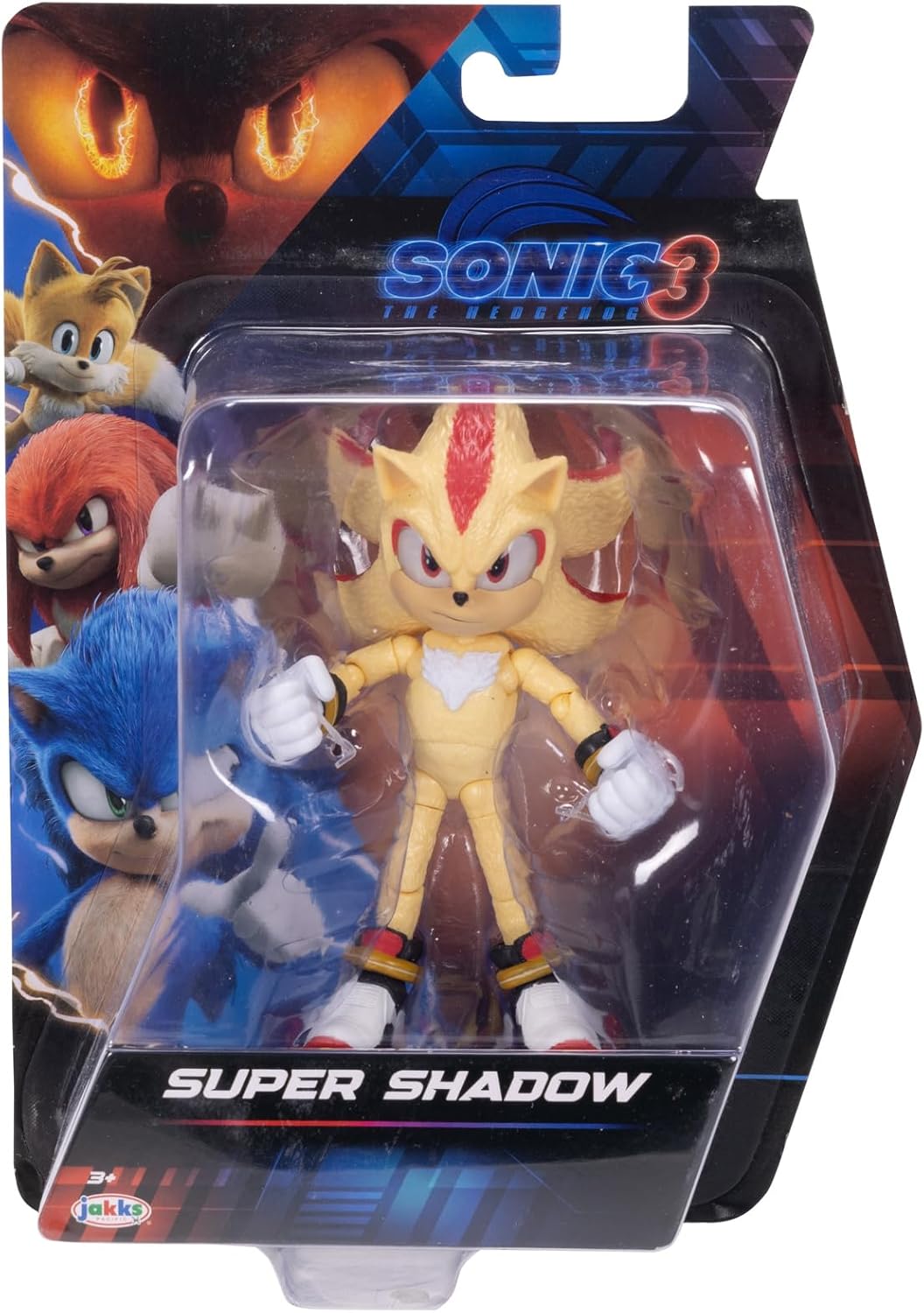 Sonic The Hedgehog Sonic 3 Movie Super Shadow Actionfigur von Jakks Pacific, 13 cm gross, hochbewegl
