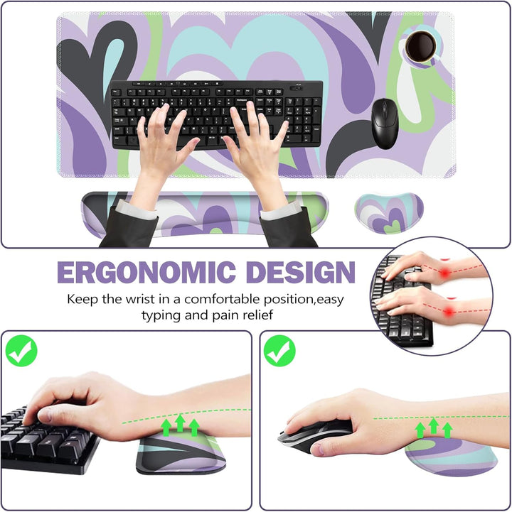 ToLuLu Erweitertes Gaming-Mauspad, Memory-Schaum, ergonomische Tastatur-Maus-Handgelenkauflage, gros