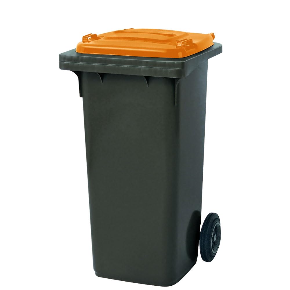 Müllbehälter, Inhalt 120 Liter, Farbe anthrazit mit Buntem Deckel, BxTxH 480 x 550 x 930 mm, PE-HD (