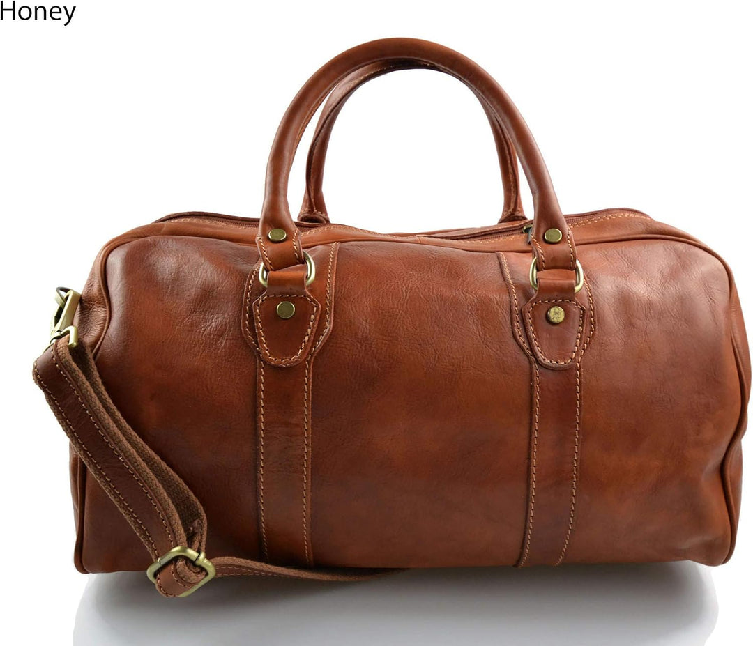 Leder reisetasche manner damen mit griffen schultertasche leder honig tasche made in Italy weekend t